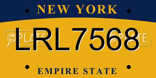 LRL7568 New York License Plate