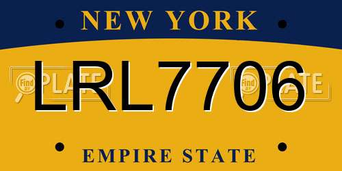 LRL7706 New York License Plate