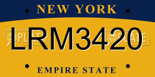LRM3420 New York License Plate