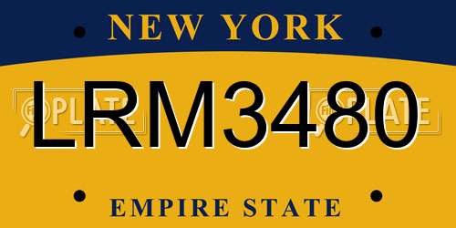 LRM3480 New York License Plate