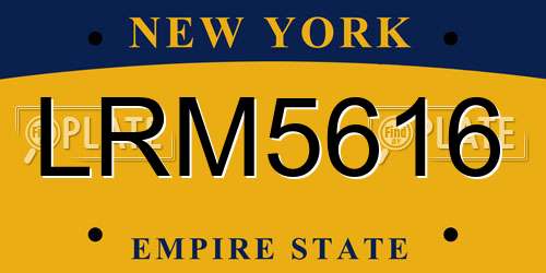LRM5616 New York License Plate