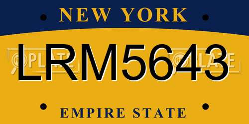 LRM5643 New York License Plate