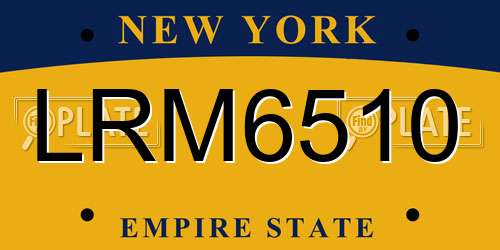 LRM6510 New York License Plate