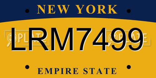 LRM7499 New York License Plate