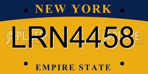 LRN4458 New York License Plate