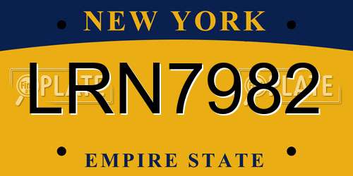 LRN7982 New York License Plate