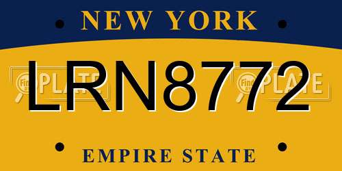 LRN8772 New York License Plate