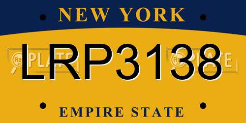 LRP3138 New York License Plate
