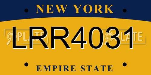 LRR4031 New York License Plate