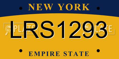 LRS1293 New York License Plate
