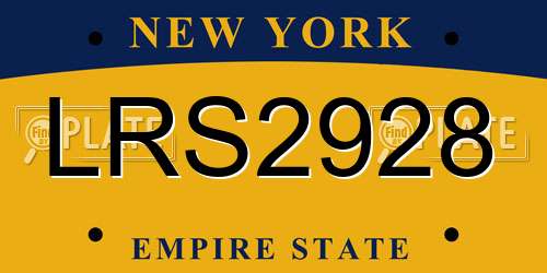 LRS2928 New York License Plate