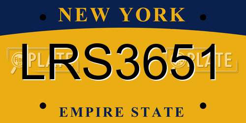 LRS3651 New York License Plate