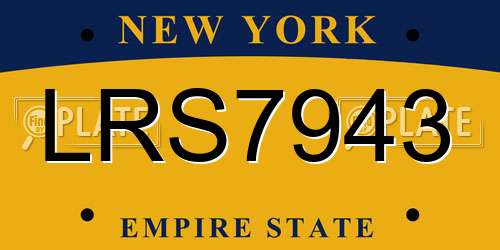 LRS7943 New York License Plate