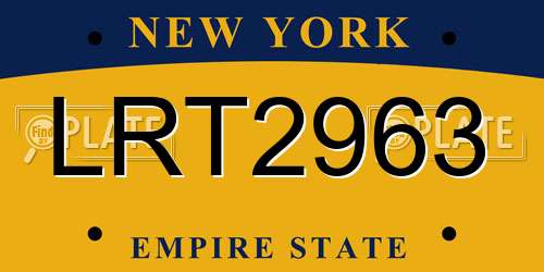 LRT2963 New York License Plate