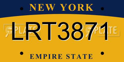 LRT3871 New York License Plate