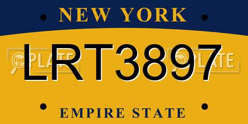 LRT3897 New York License Plate