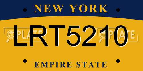 LRT5210 New York License Plate