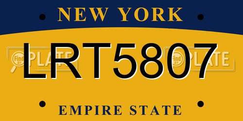 LRT5807 New York License Plate
