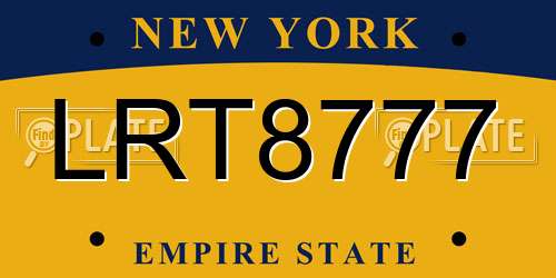 LRT8777 New York License Plate