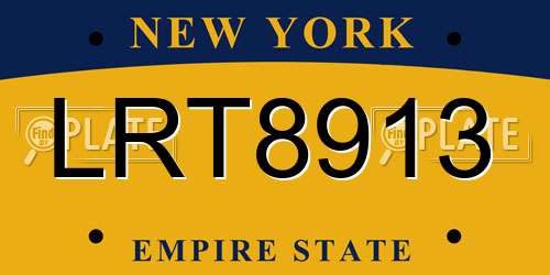 LRT8913 New York License Plate