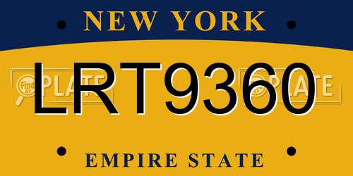 LRT9360 New York License Plate
