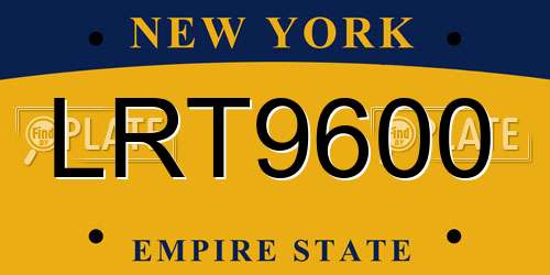 LRT9600 New York License Plate