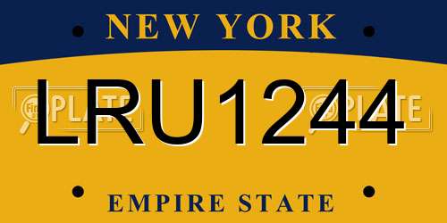 LRU1244 New York License Plate