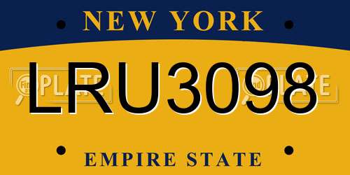 LRU3098 New York License Plate