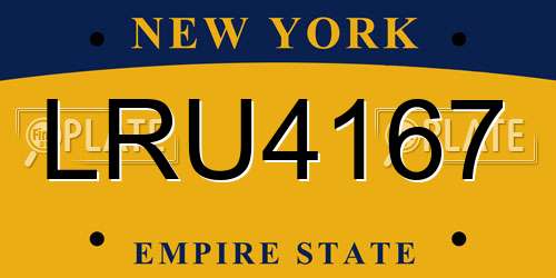 LRU4167 New York License Plate