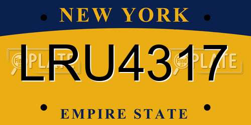 LRU4317 New York License Plate