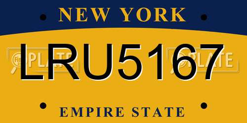 LRU5167 New York License Plate