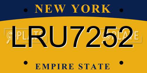 LRU7252 New York License Plate