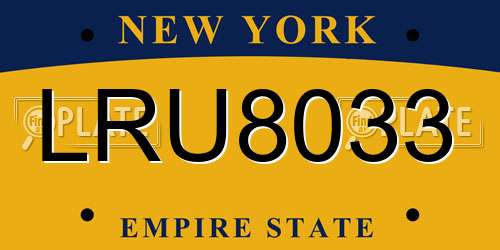 LRU8033 New York License Plate