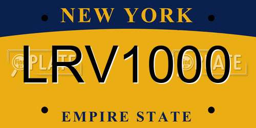 LRV1000 New York License Plate