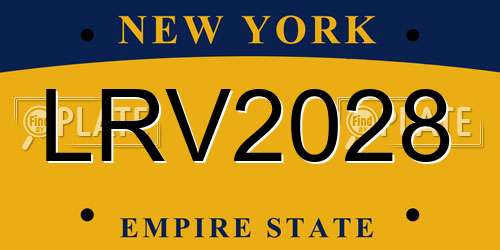 LRV2028 New York License Plate