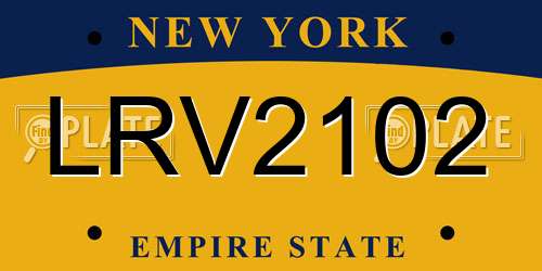 LRV2102 New York License Plate