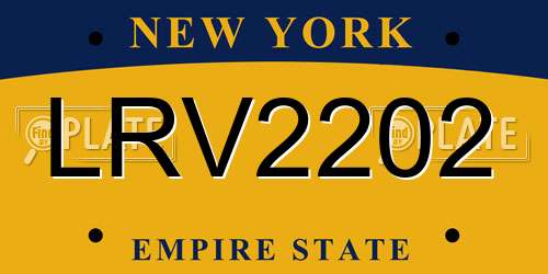 LRV2202 New York License Plate