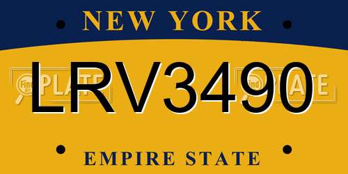 LRV3490 New York License Plate