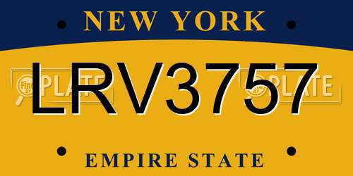 LRV3757 New York License Plate