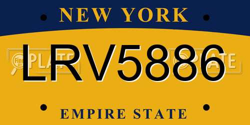 LRV5886 New York License Plate