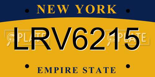 LRV6215 New York License Plate