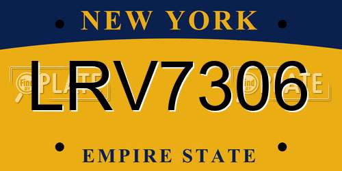 LRV7306 New York License Plate