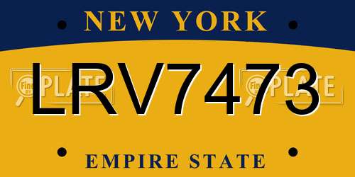 LRV7473 New York License Plate