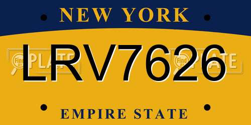 LRV7626 New York License Plate