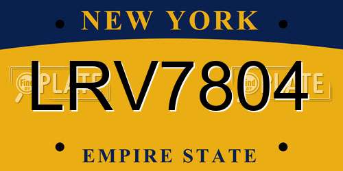 LRV7804 New York License Plate