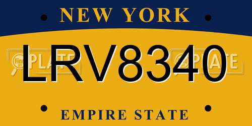 LRV8340 New York License Plate