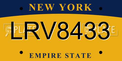 LRV8433 New York License Plate