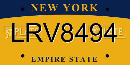 LRV8494 New York License Plate