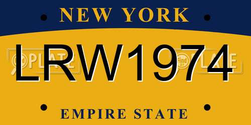 LRW1974 New York License Plate