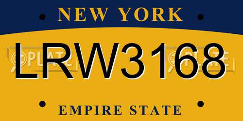 LRW3168 New York License Plate